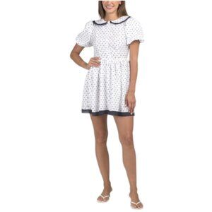 US TOGETHER Ruffle Collar Mini Dress